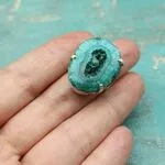 Кольцо с зеленой друзой кварца