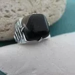 Кольцо с черным агатом