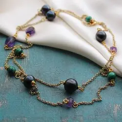 Колье аметиста и лилового жемчуга