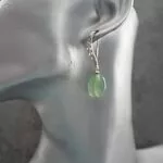 Серебряные серьги с зелеными камнями - халцедон