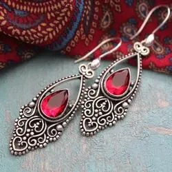 Этносерьги из граната