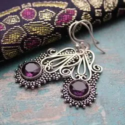 Серебряные серьги с аметистами