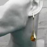 Золотые серьги с янтарем