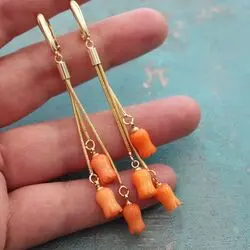 Длинные серьги с кораллами