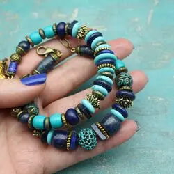 Браслеты из бирюзы и лазурита в этническом стиле