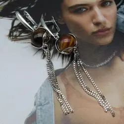 Элегантные серьги с тигровым глазом