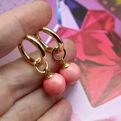 Серьги конго с розовым кораллом