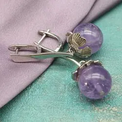 Серьги с крупными аметистами