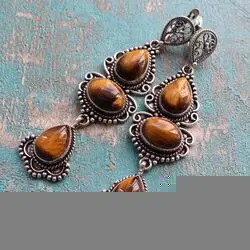 Длинные серьги с тигровым глазом