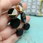 Дизайнерские серьги с черными камнями