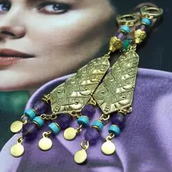 Серьги с аметистами и бирюзой