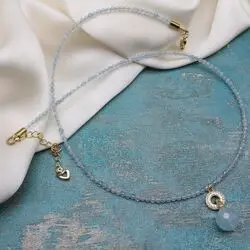 Колье чокер с аквамарином