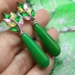 Серьги с зелеными камнями - агат